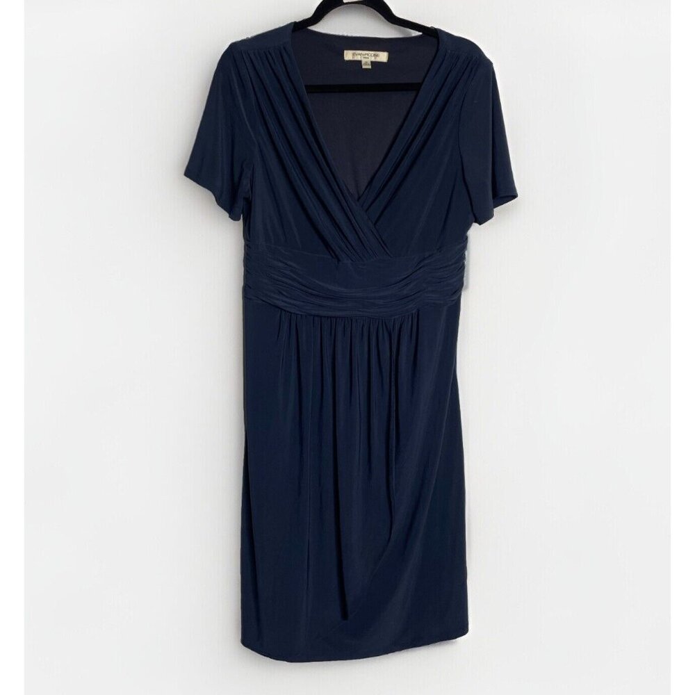 Evan Picone Dress Size Size 14 Navy Wrap Dress Side Zipper